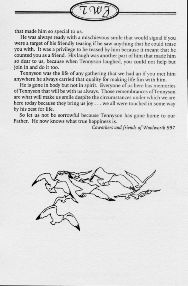 Funeral Booklet for Tennyson W. W. Joseph ,Jr. - Page 8