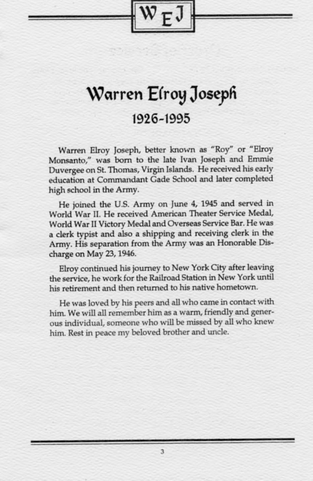 Funeral Booklet for Warren E. Joseph - Page 3