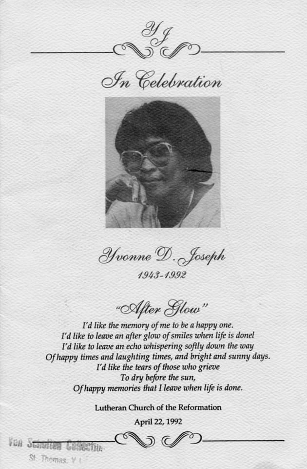 Funeral Booklet for Yvonne D. Joseph - Page 1