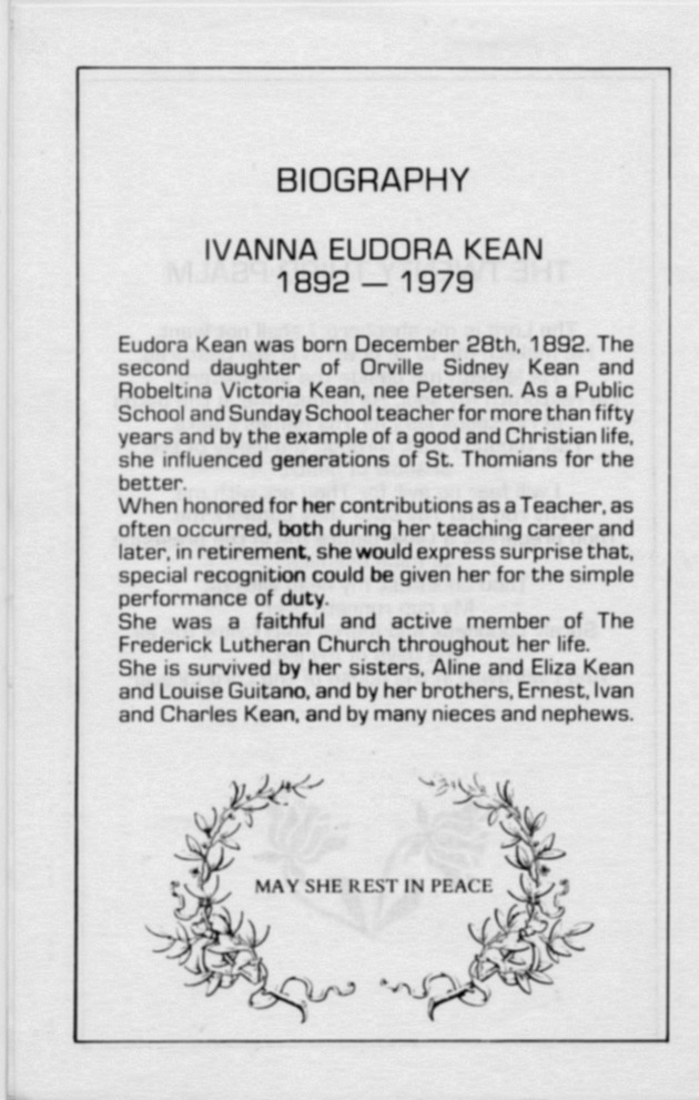 Funeral Booklet for Ivanna Eudora Kean - Page 2