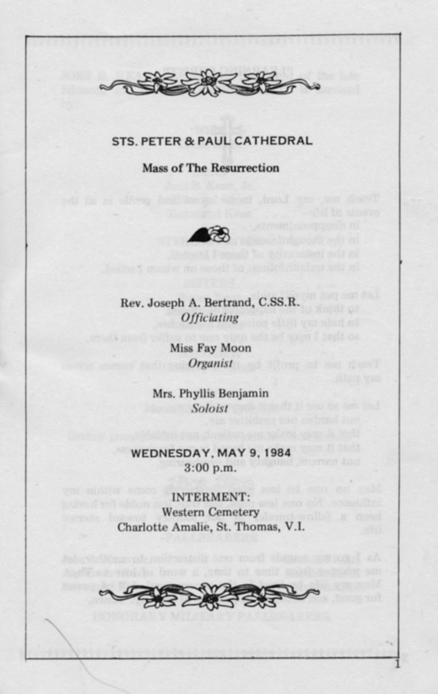 Funeral Booklet for Jose B. Kean, Sr. - Page 2