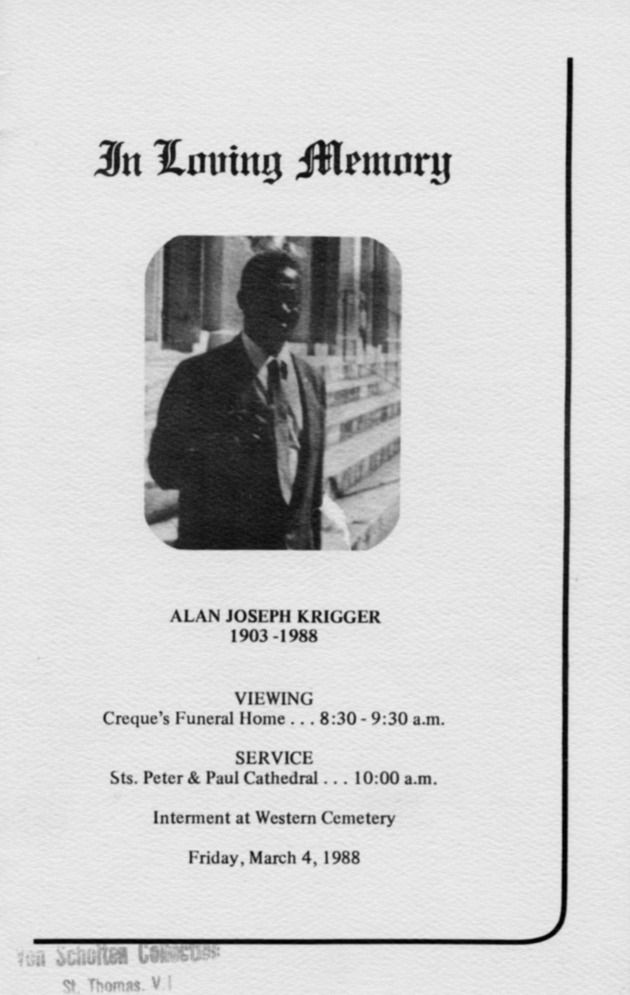 Funeral Booklet for Alan Joseph Krigger - Page 1