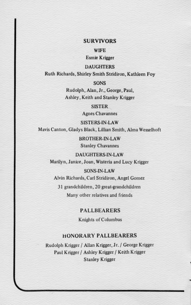 Funeral Booklet for Alan Joseph Krigger - Page 2