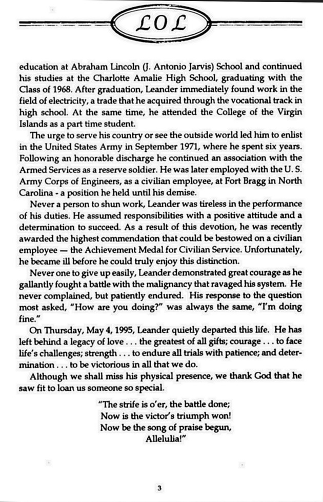 Funeral Booklet for Leander Orvin LaFranque - Page 3