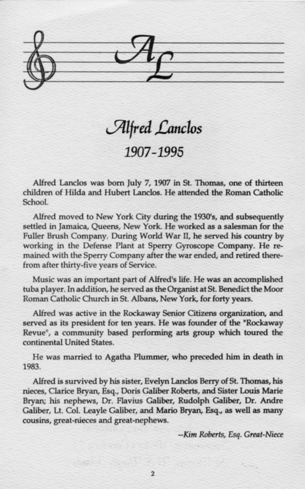 Funeral Booklet for Alfred Lanclos - Page 2