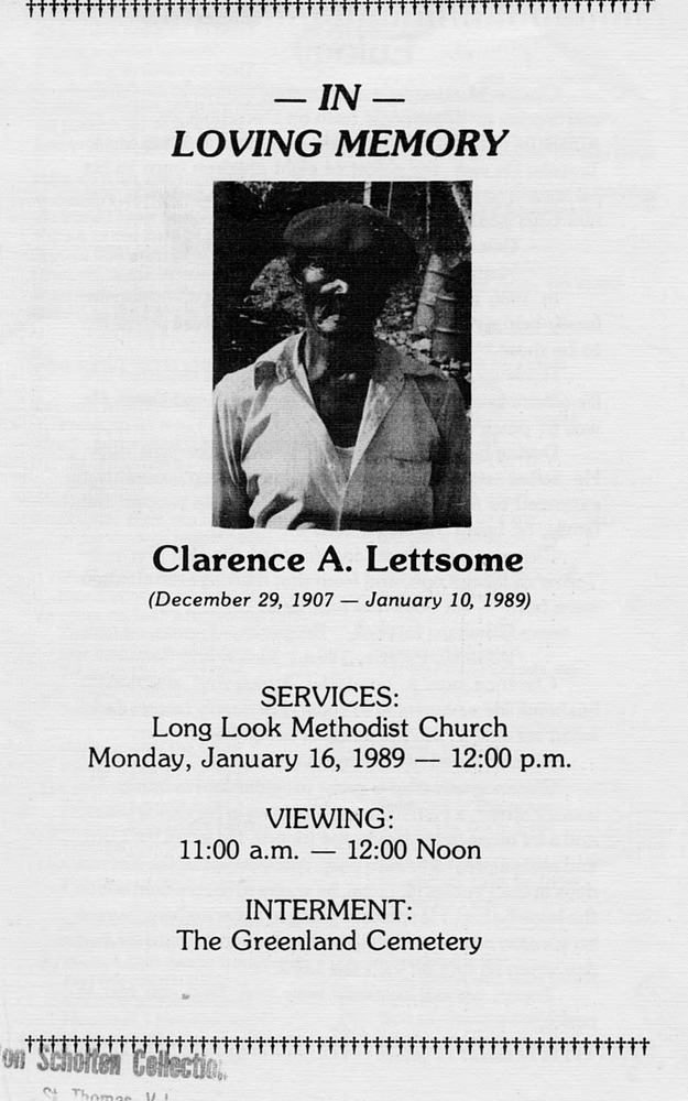 Funeral Booklet for Clarence A. Lettsome - Page 1