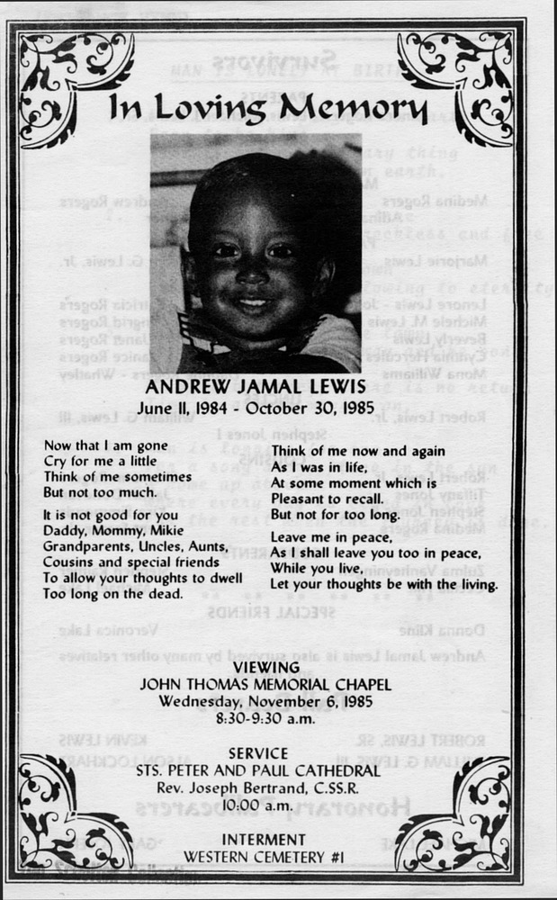 Funeral Booklet for Andrew Jamal Lewis - Page 1