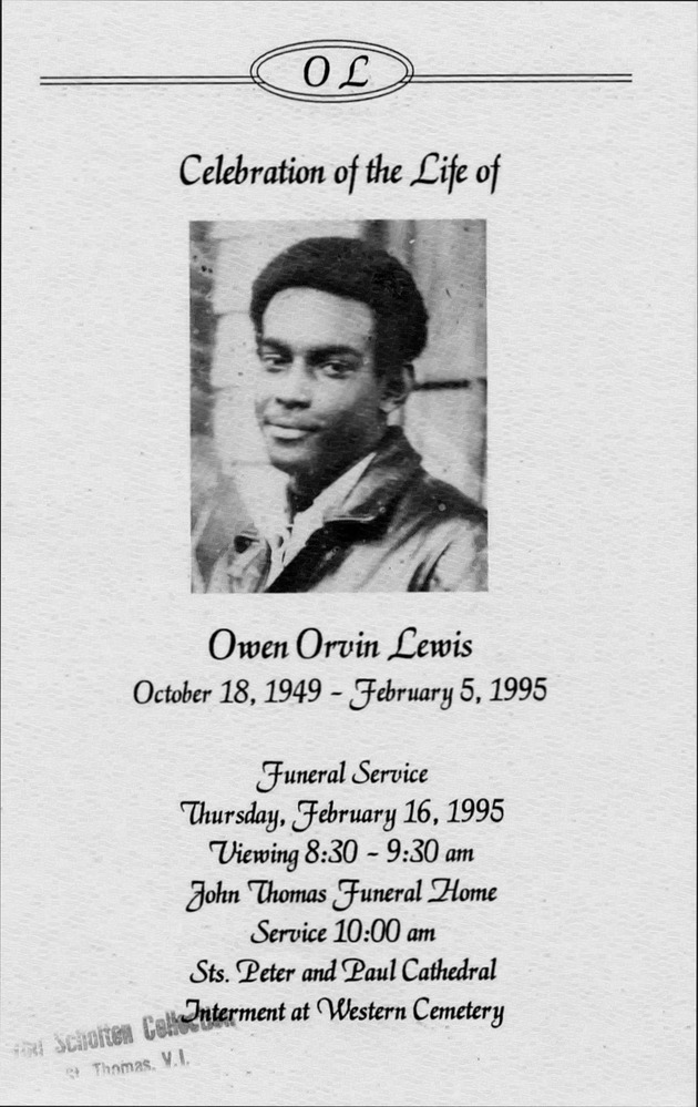 Funeral Booklet for Owen Orvin Lewis - Page 1