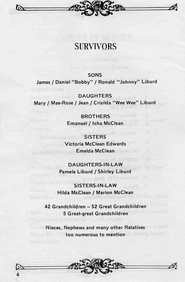 Funeral Booklet for Lucille Olympia McClean Liburd - Page 4