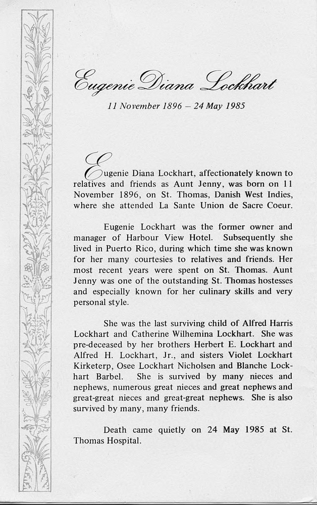 Funeral Booklet for Eugenie Diana Lockhart - Page 2