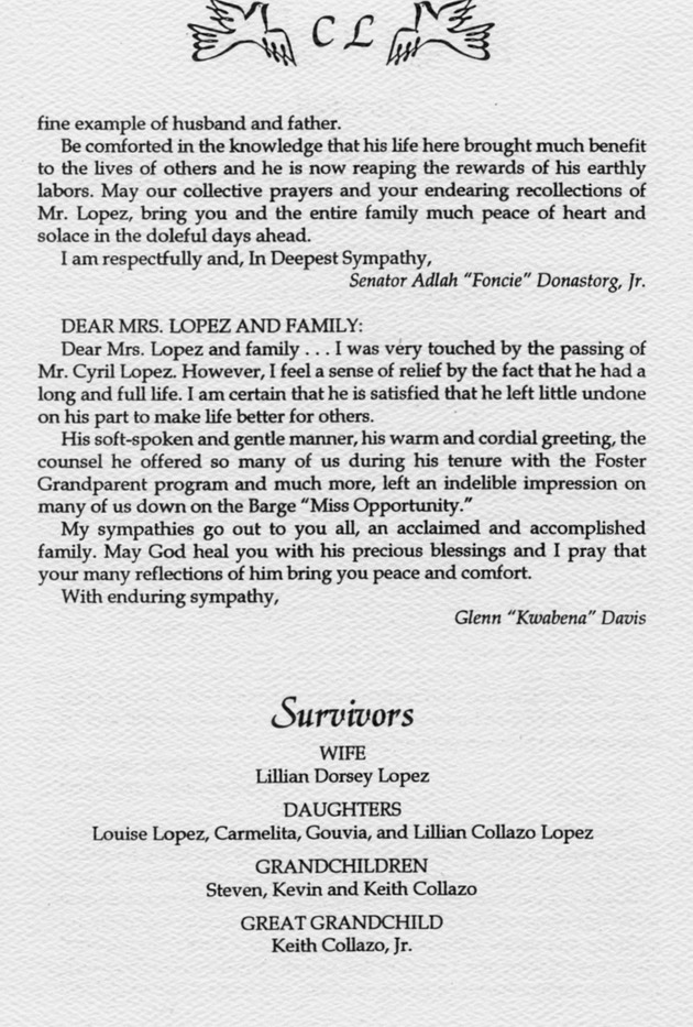 Funeral Booklet for Cyril Lopez - Page 4