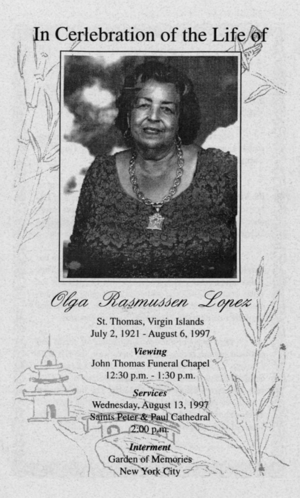 Funeral Booklet for Olga Rasmussen Lopez - Page 1