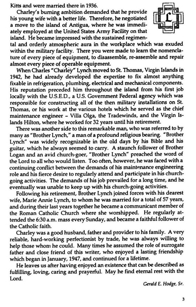 Funeral Booklet for Charles Thomas Lynch - Page 3