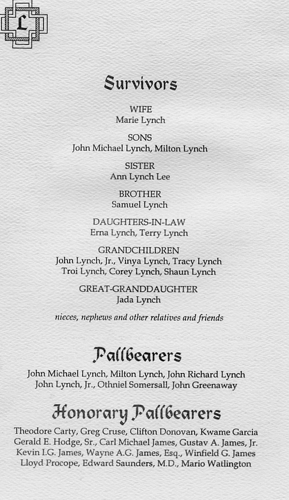 Funeral Booklet for Charles Thomas Lynch - Page 4