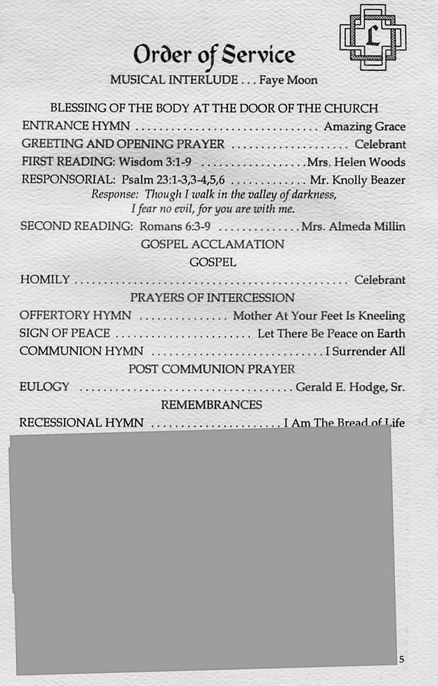 Funeral Booklet for Charles Thomas Lynch - Page 5