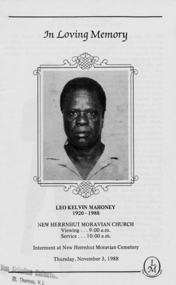 Funeral Booklet for Leo Kelvin Mahoney - Page 1