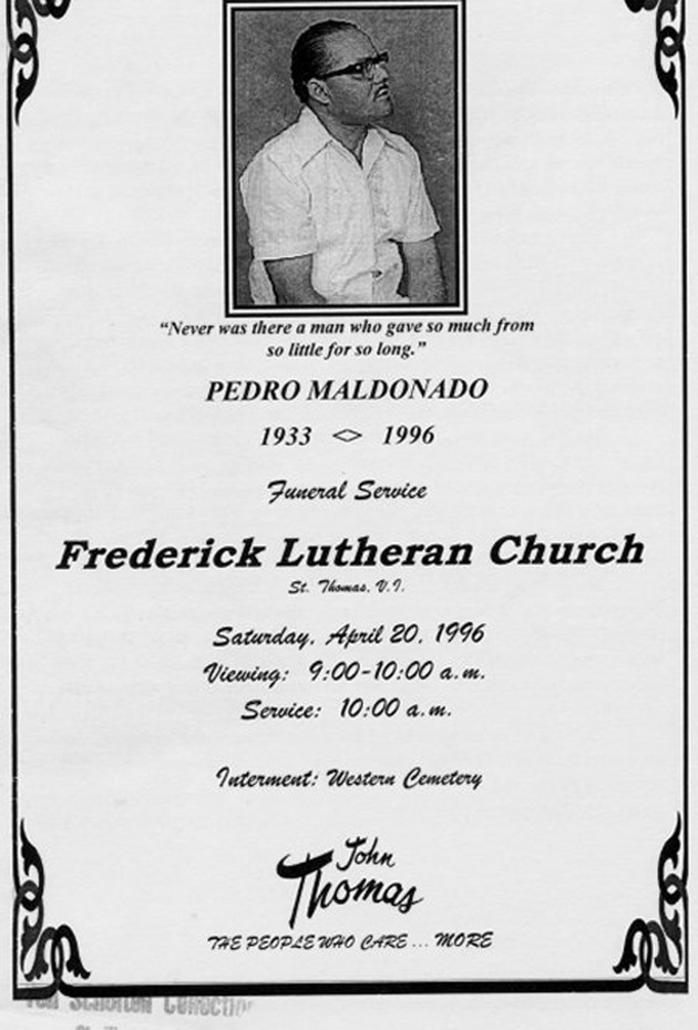 Funeral Booklet for Pedro Maldonado - Page 1