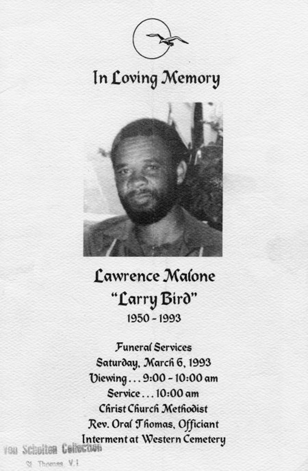 Funeral Booklet for Lawrence Malone - Page 1