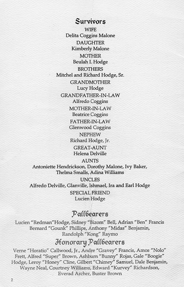 Funeral Booklet for Lawrence Malone - Page 2