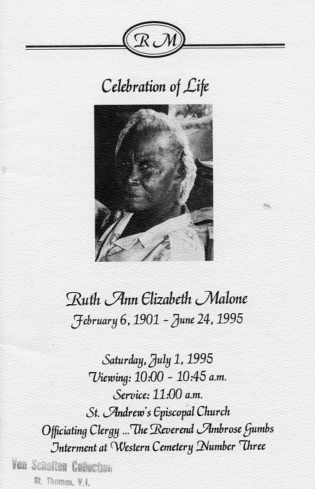 Funeral Booklet for Ruth Ann Elizabeth Malone - Page 1