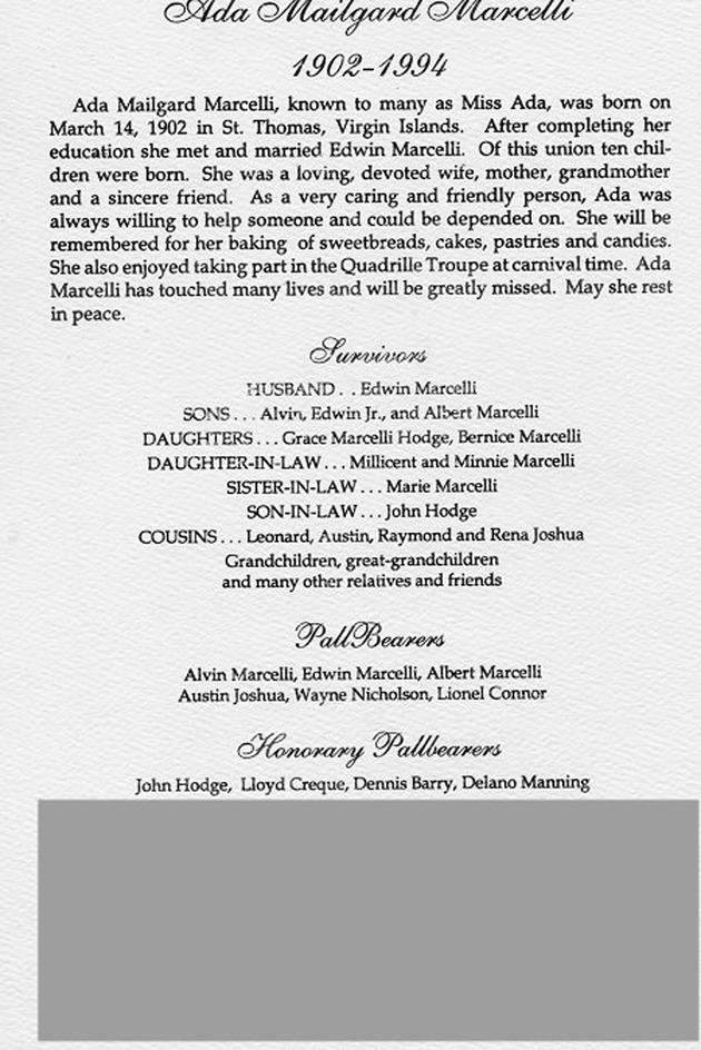 Funeral Booklet for Ada Mailgard Marcelli - Page 2