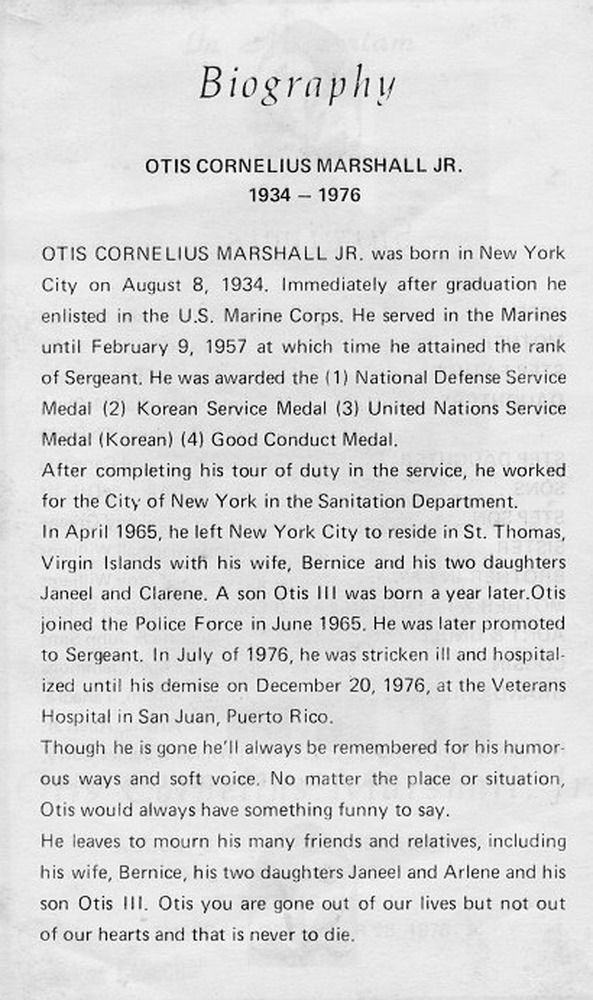 Funeral Booklet for Otis Cornelius Marshall, Jr. - Page 2