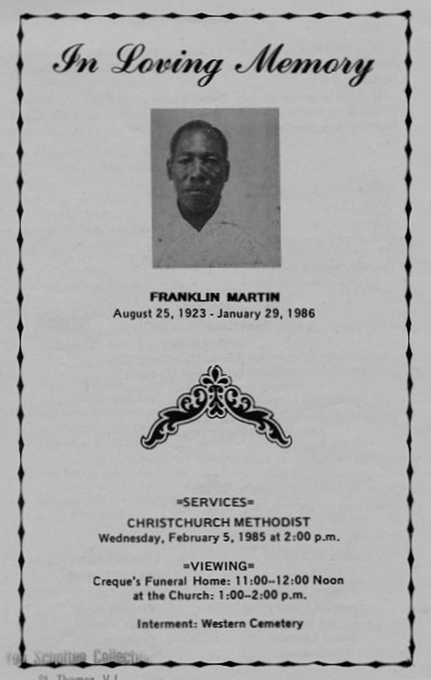 Funeral Booklet for Franklin Martin - Page 1