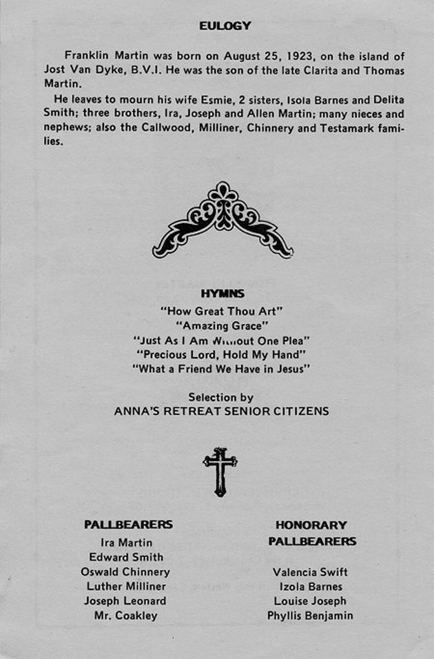 Funeral Booklet for Franklin Martin - Page 2