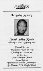 Funeral Booklet for Joseph Ashley Martin