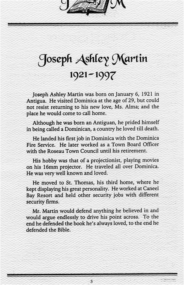 Funeral Booklet for Joseph Ashley Martin - Page 3