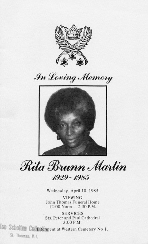 Funeral Booklet for Rita Brunn Martin - Page 1