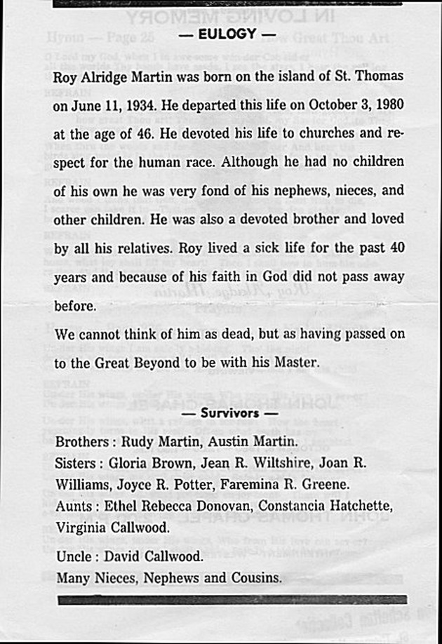 Funeral Booklet for Roy Alridge Martin - Page 2