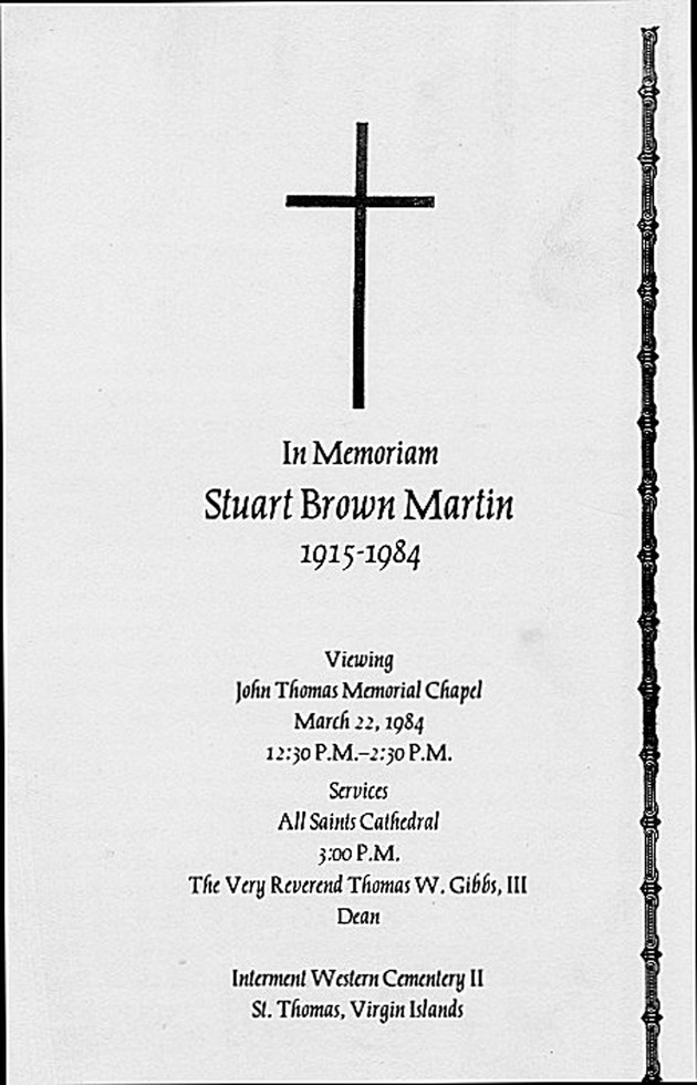 Funeral Booklet for Stuart Brown Martin - Page 1