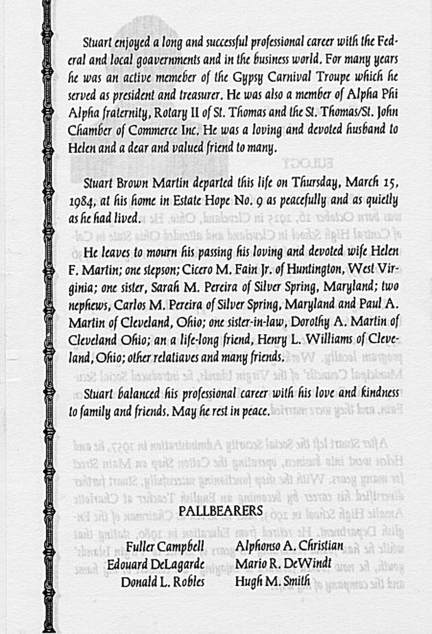 Funeral Booklet for Stuart Brown Martin - Page 2