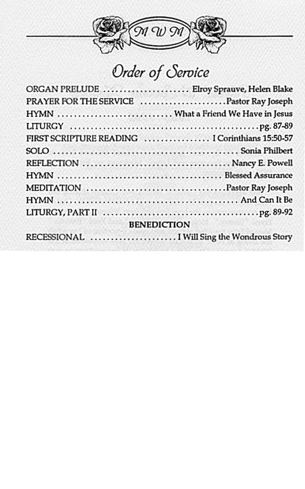 Funeral Booklet for Mervel Wilhelmena Spooner Matthew - Page 4