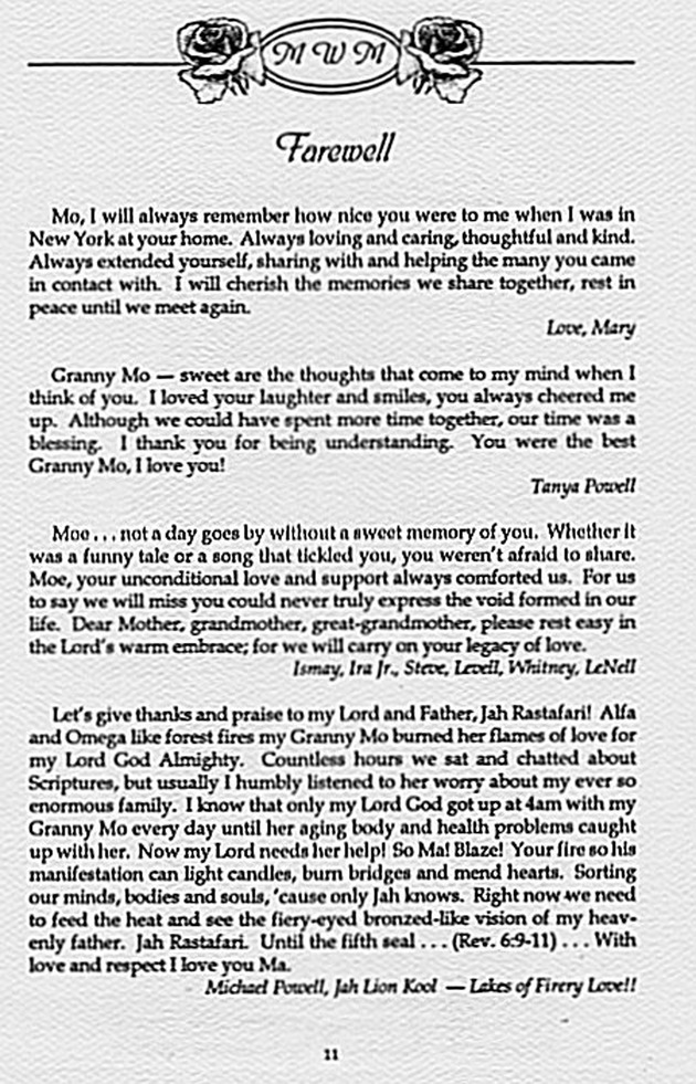 Funeral Booklet for Mervel Wilhelmena Spooner Matthew - Page 5