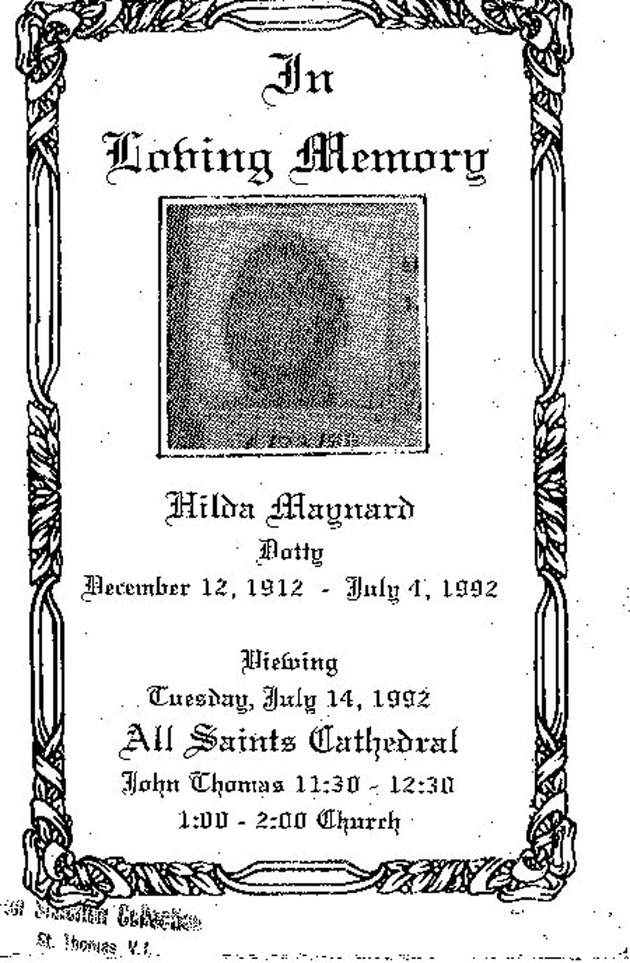 Funeral Booklet for Hilda Maynard - Page 1