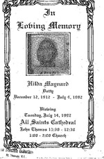 Funeral Booklet for Hilda Maynard