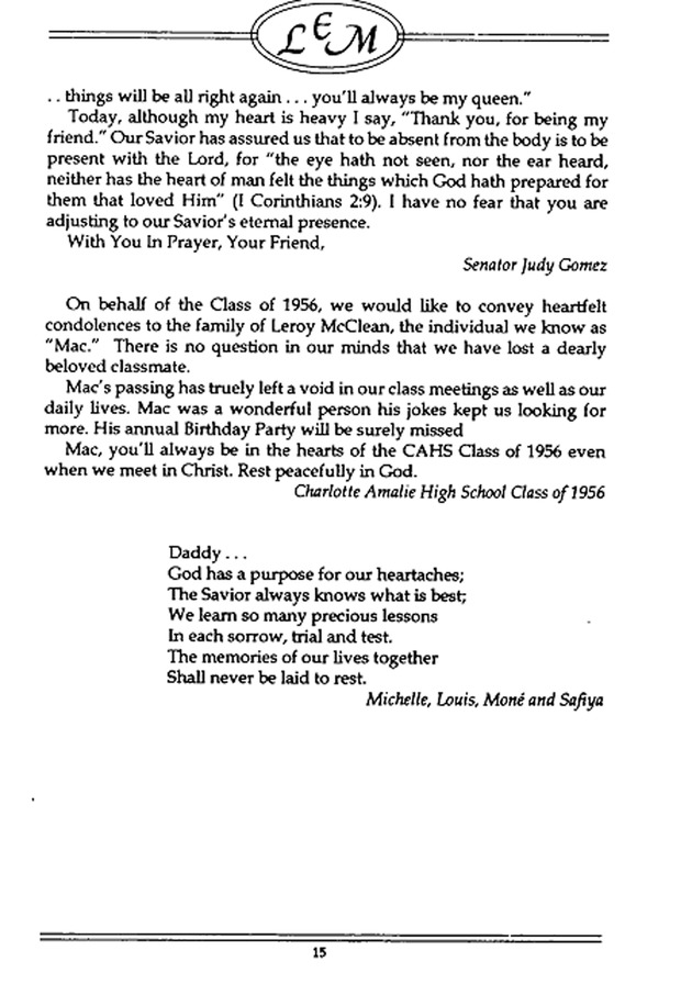 Funeral Booklet for Leroy Emanuel McClean - Page 12