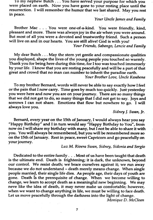 Funeral Booklet for Bernard A. McFarlane, Jr. - Page 7