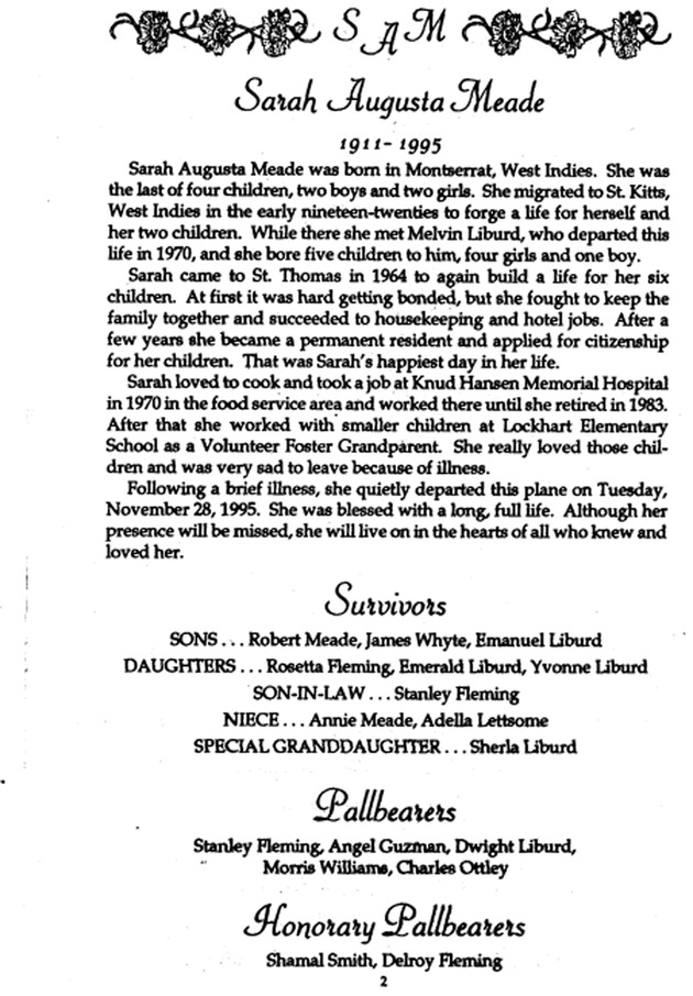 Funeral Booklet for Sarah A. Meade - Page 2