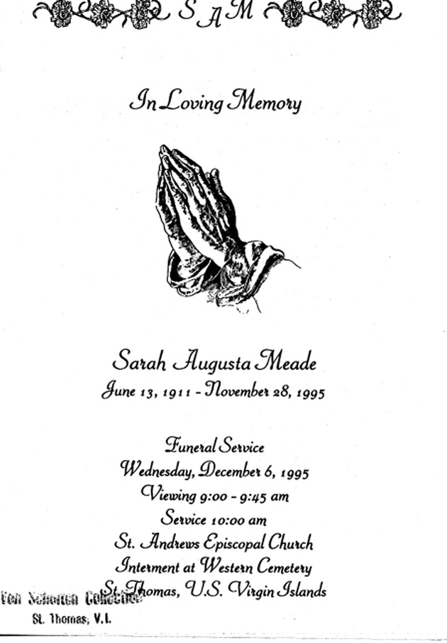 Funeral Booklet for Sarah A. Meade - Page 1