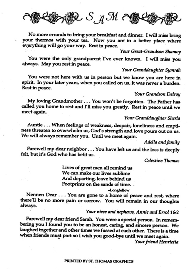 Funeral Booklet for Sarah A. Meade - Page 5