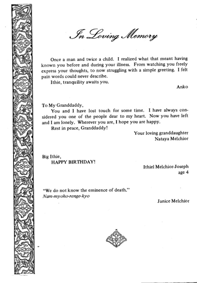 Funeral Booklet for Ithiel Melchoir - Page 3