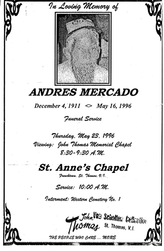 Funeral Booklet for Andres Mercado - Page 1