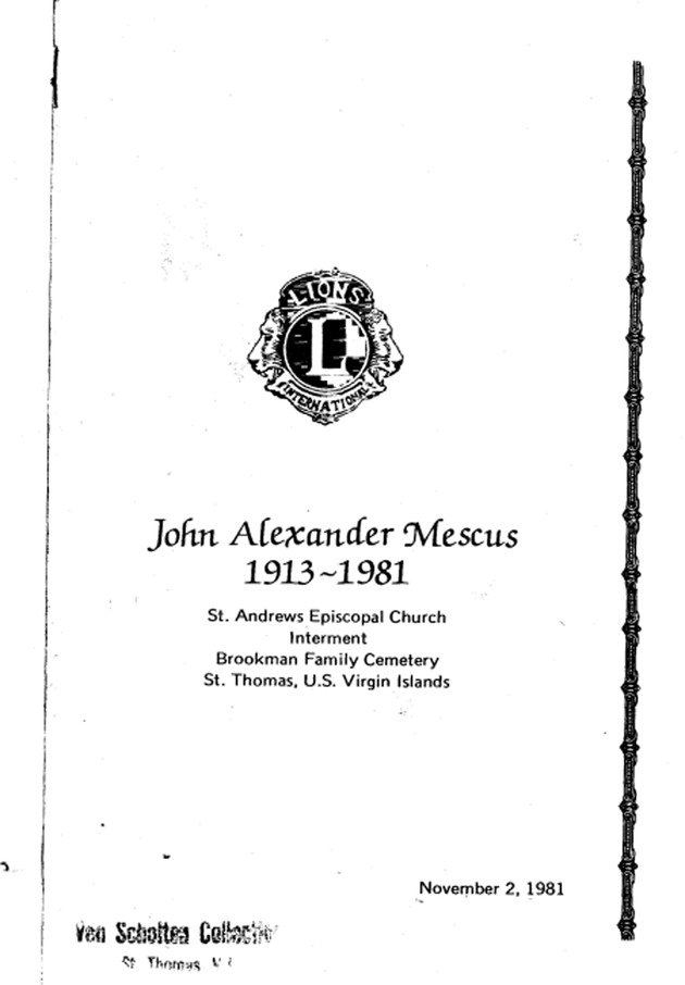 Funeral Booklet for John Mescus - Page 1