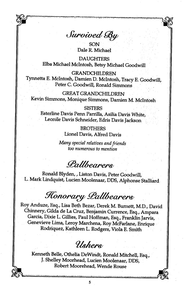 Funeral Booklet for Elizabeth D. Michael - Page 5