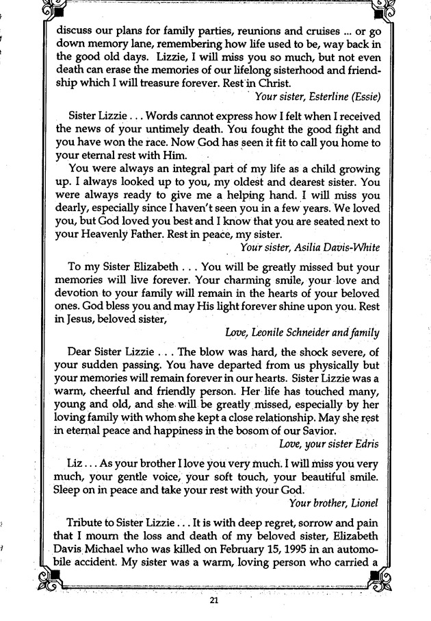 Funeral Booklet for Elizabeth D. Michael - Page 21