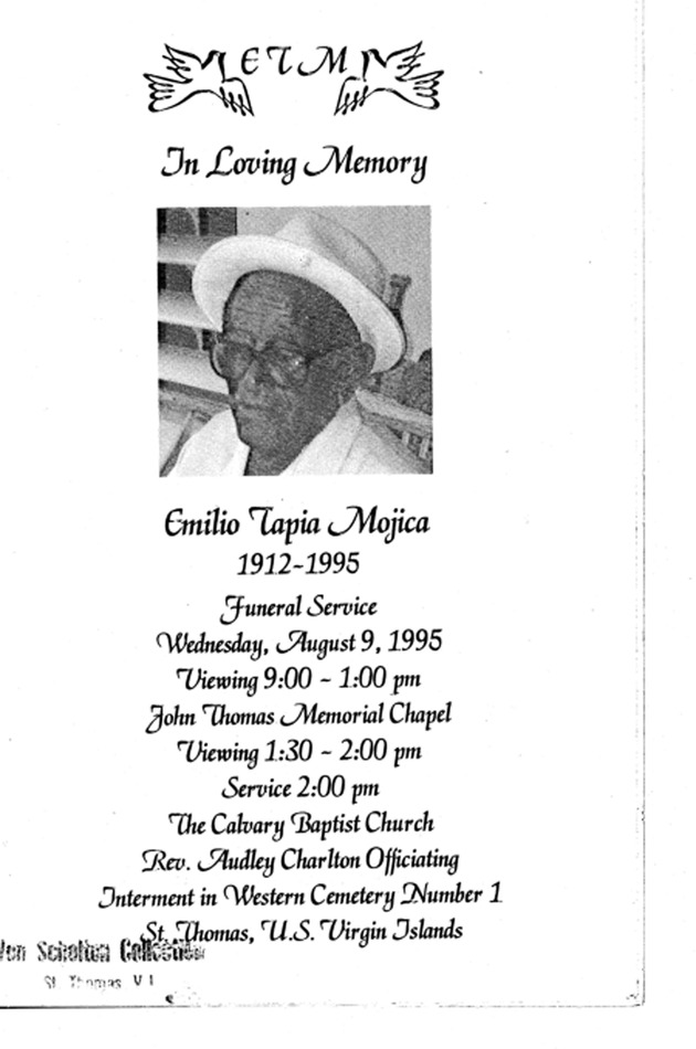 Funeral Booklet for Emilio Tapia Mojica - Page 1