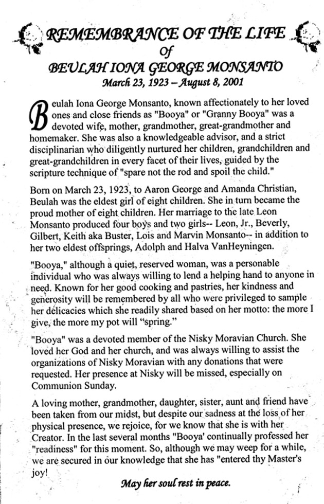 Funeral Booklet for Beulah Iona Monsanto - Page 6